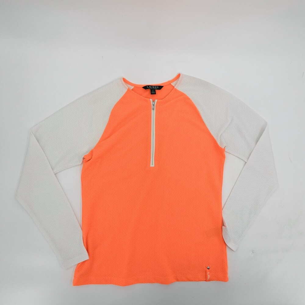 Lauren Ralph Lauren Shirt Womens medium Raglan Active Zip Waffle Knit Pullover